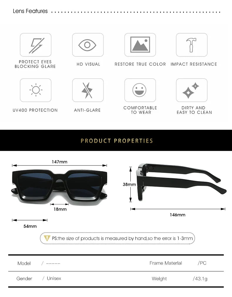 SHAUNA Ins – lunettes de soleil carrées populaires pour femmes et hommes, nuances teintes rétro UV400